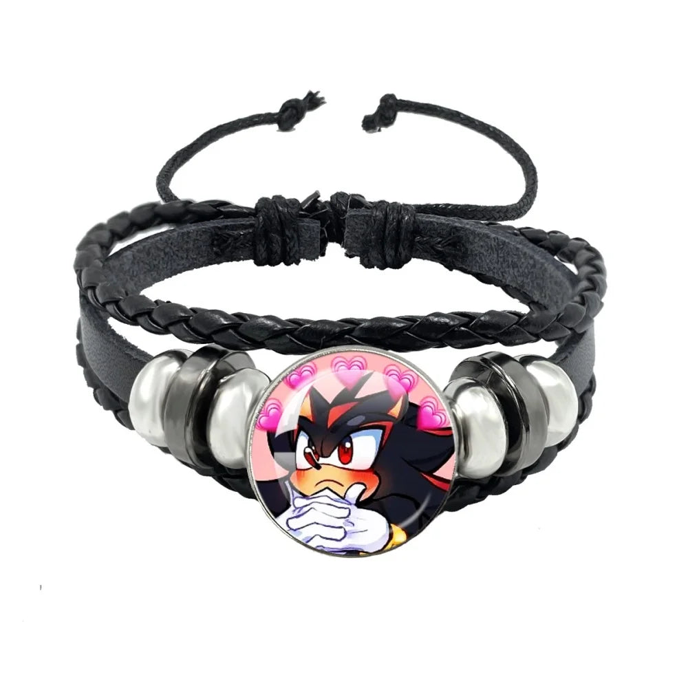 Bracelet Shadow le Hérisson Cabochon Verre – Cuir Multicouche Tressé Unisexe