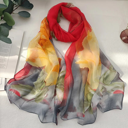Foulard Écharpe Georgette Dégradé Rose Femme - Bandana Châle Été Protection Solaire Plage