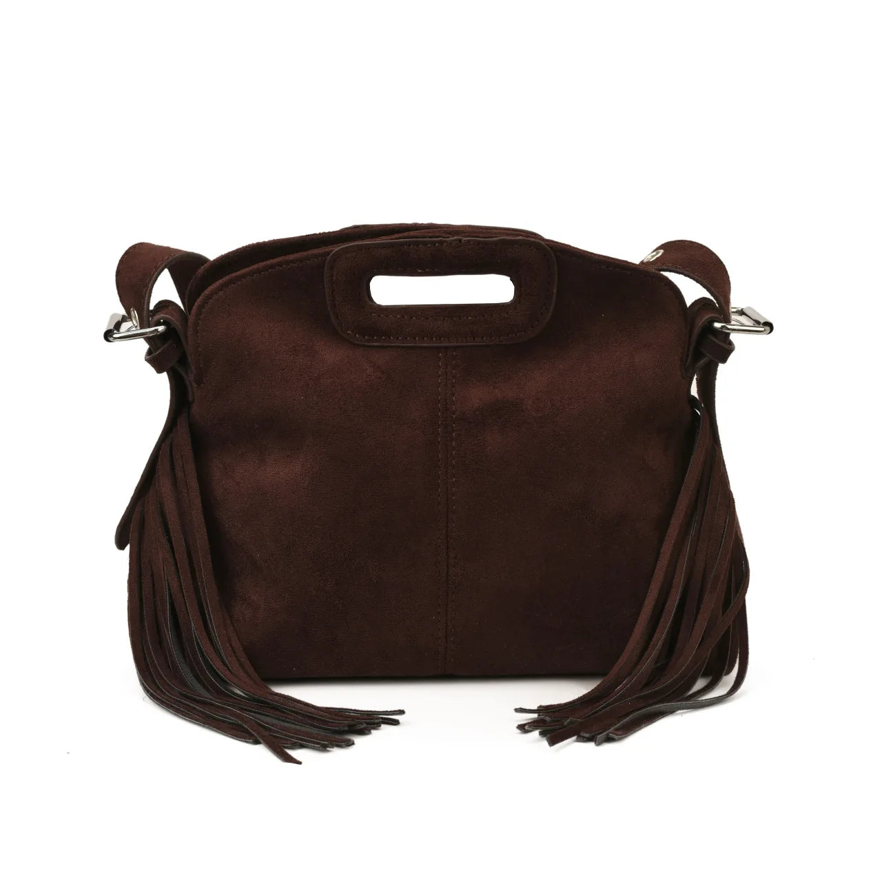 Sac à Main Femme Daim Vintage Style Français - Sac Bandoulière Épaule Glands Café