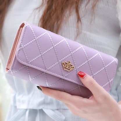 Portefeuille Long Femme Tri-Fold Cuir PU - Clutch Multi-Fonctions Porte-Cartes