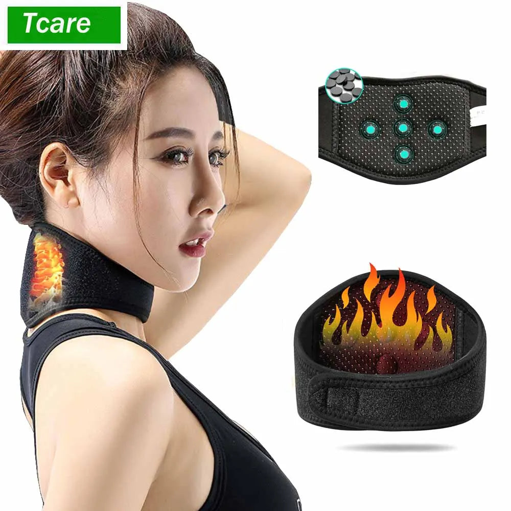 Ceinture Chauffante Magnétique Cou Tourmaline - Masseur Thermique Cervicales Douleurs Support