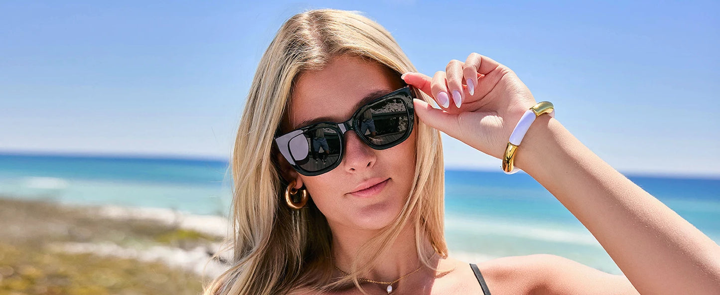 ZENOTTIC Lunettes de Soleil Carrées Polarisées Rétro — UV400, Femme