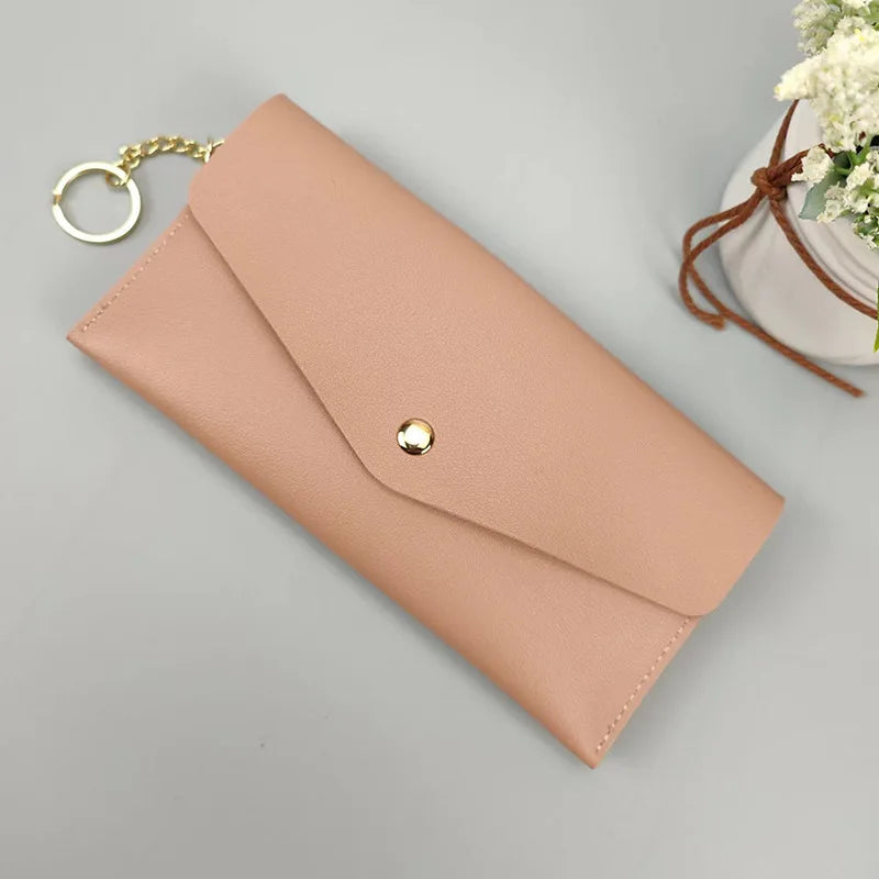 Portefeuille Femme Long Cuir PU - Porte-Cartes Multi-Poches Clutch Élégant Rouge