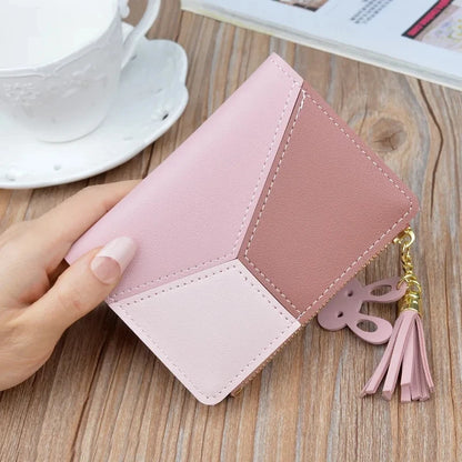 Portefeuille Femme Court Cuir PU Noir - Porte-Monnaie Pliable Compact avec Porte-Cartes