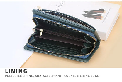 Portefeuille Femme Cuir PU Multi-Fonctions - Pochette Clutch Porte-Cartes Téléphone