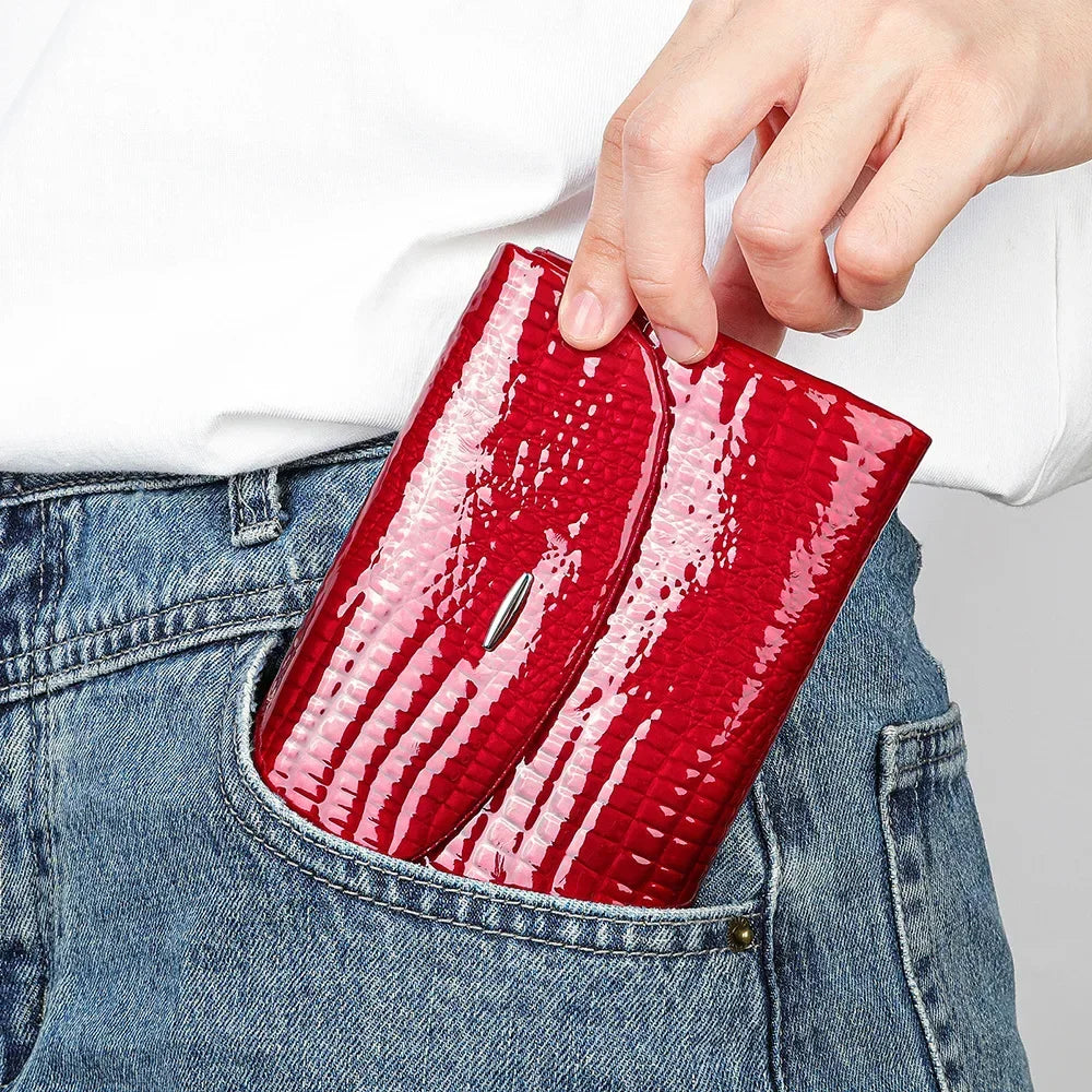 Portefeuille Femme Luxe Clip Cuir - Clutch Soirée Designer Porte-Cartes Crédit