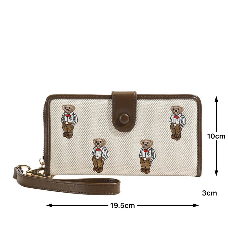 Portefeuille Femme Long Zippé Grande Capacité - Porte-Monnaie Bifold avec Dragonne Porte-Carte Designer Luxe