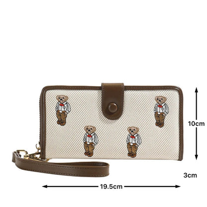 Portefeuille Femme Long Zippé Grande Capacité - Porte-Monnaie Bifold avec Dragonne Porte-Carte Designer Luxe