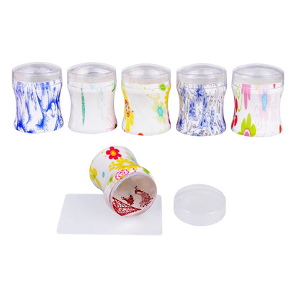 Kit Stamping Ongles Transparent avec Raclette - Tampon Silicone Gel pour Nail Art Manucure