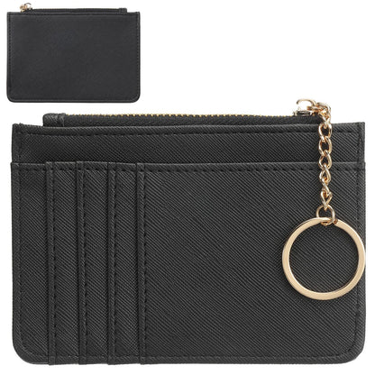 Portefeuille Femme Cuir PU Zippé Mini Porte-Clés - Porte-Monnaie Compact Multi-Emplacements Cartes Violet