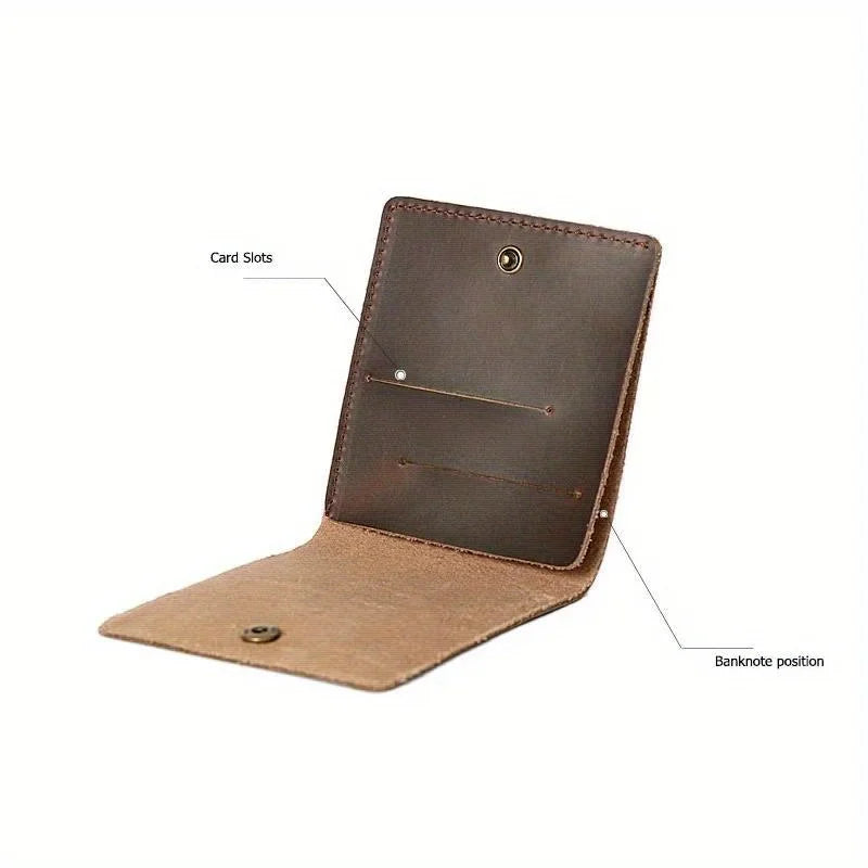 Portefeuille Cuir Minimaliste Bifold - Porte-Carte Rétro Homme Femme