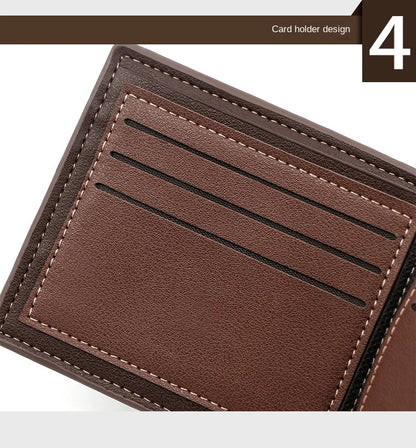 Portefeuille Homme Cuir PU avec Fermoir - Porte-Cartes Business Compact