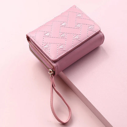 Portefeuille Femme Kawaii Mignon - Petit Porte-Monnaie Cuir Rose Designer