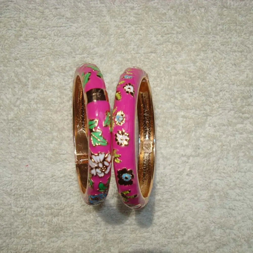 Bracelet Jonc Cloisonné Émaillé Pivoine – Artisanat Ethnique Classique