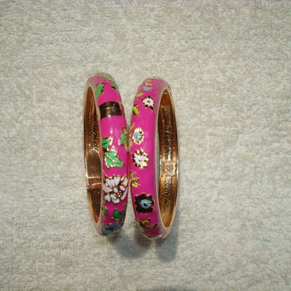 Bracelet Jonc Cloisonné Émaillé Pivoine – Artisanat Ethnique Classique