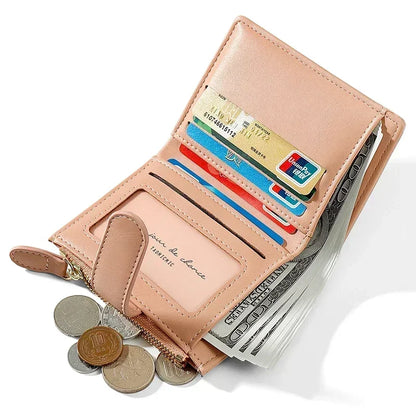 Portefeuille Femme Court Fashion Zipper - Wallet Cuir PU Porte-Monnaie Coin Pocket