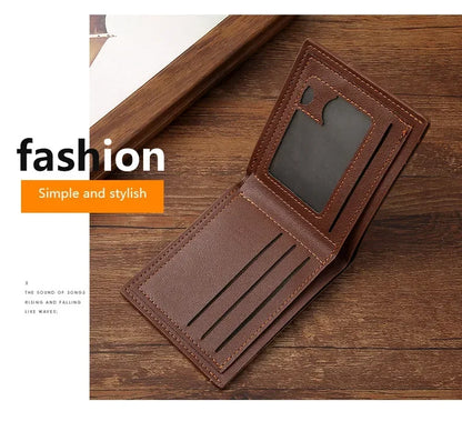 Portefeuille Homme Cuir Court Minimaliste - Wallet Pliable Fin Compact Coffee