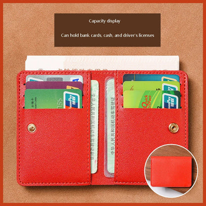 Portefeuille Pliable Cuir Souple avec Bouton - Petit Porte-Cartes Permis Simplifié
