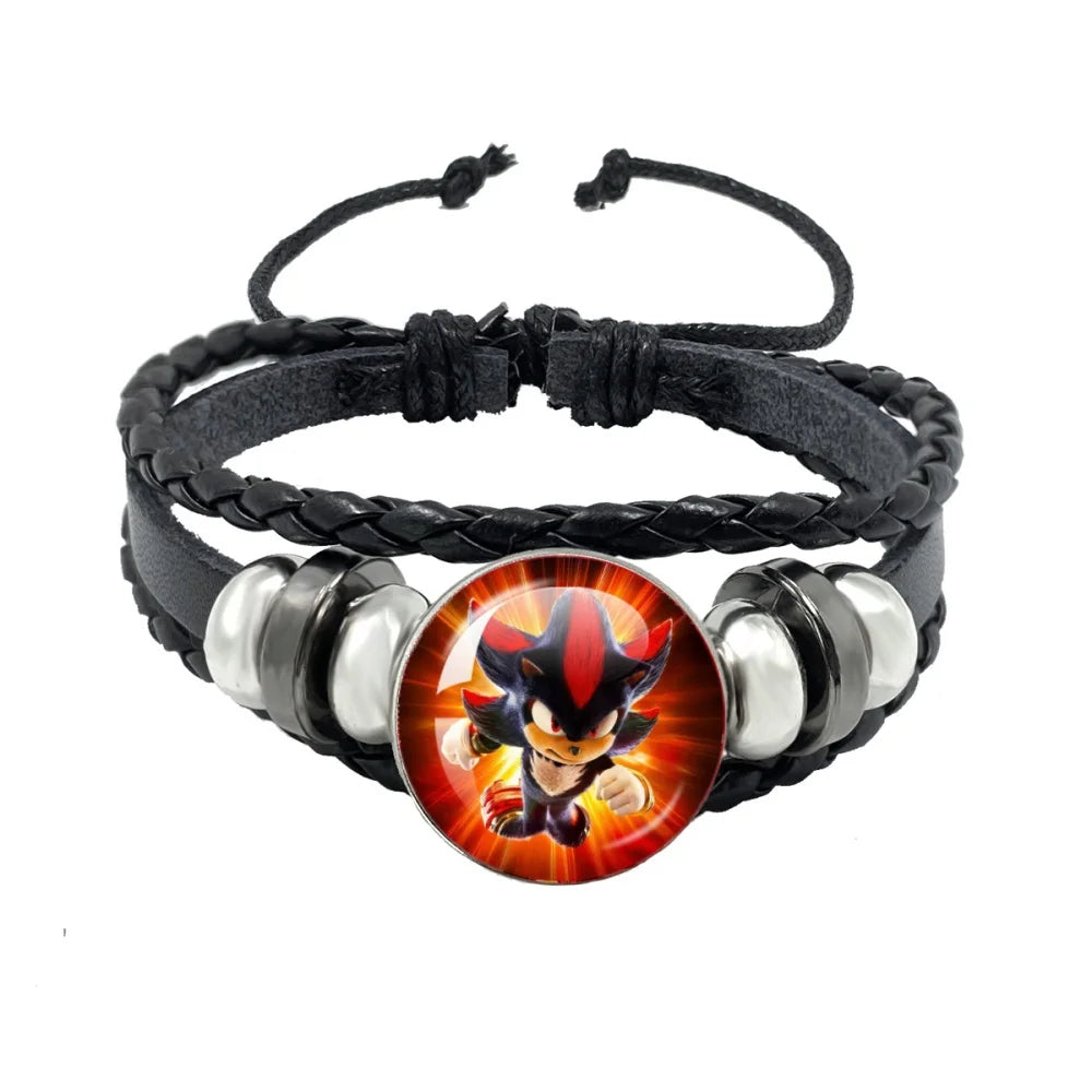 Bracelet Shadow le Hérisson Cabochon Verre – Cuir Multicouche Tressé Unisexe