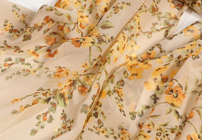 Foulard Écharpe Mousseline Fleur Prunier Femme - Bandana Châle Été Protection Solaire Plage