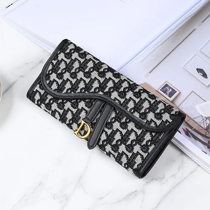 Portefeuille Femme Long Rétro Grande Capacité - Boucle D Multi-Cartes Trifold Sac Main Multifonction