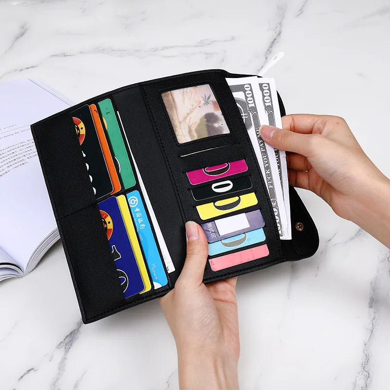 Portefeuille Femme Long Rétro Grande Capacité - Boucle D Multi-Cartes Trifold Sac Main Multifonction