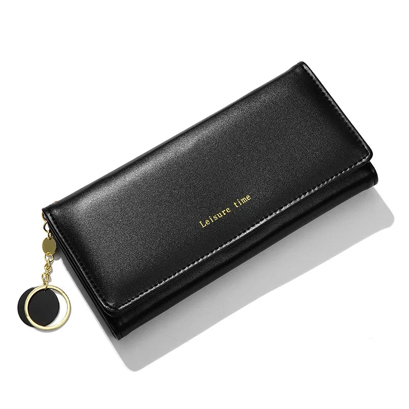 Portefeuille Femme Long Trifold Cuir - Pochette Porte-Cartes avec Lettres