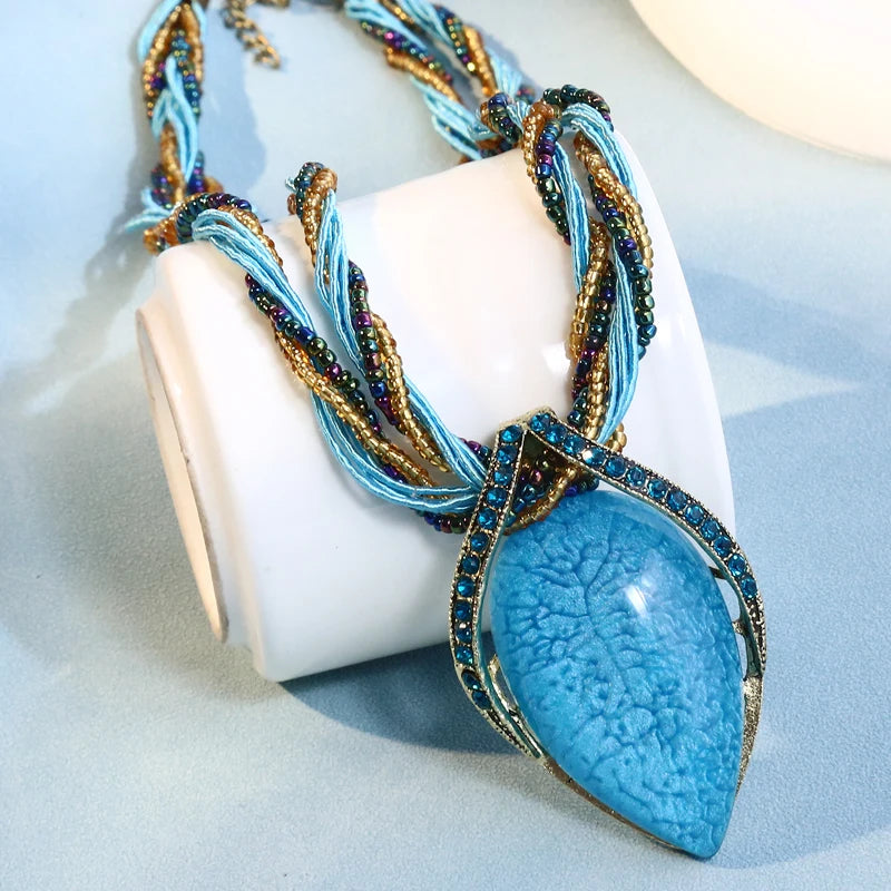 Collier Ras-du-Cou Bohème Ethnique Multicouche Perles Strass – Fait Main Femme