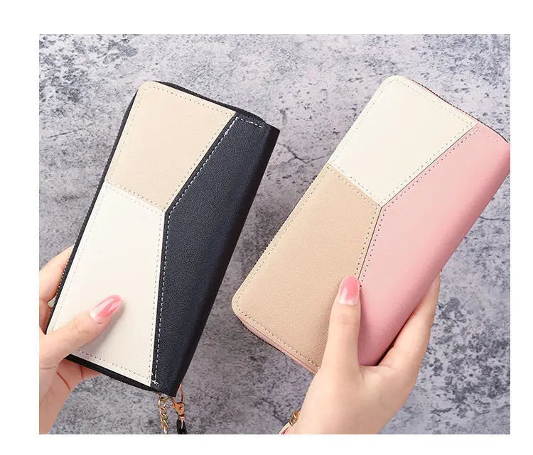 Portefeuille Femme Cuir Long Zippé - Grande Capacité Multifonction avec Compartiment Téléphone