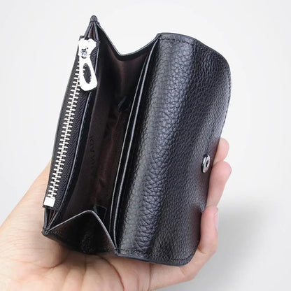 Portefeuille Femme Cuir PU Porte-Carte Compact - Petit Porte-Monnaie Clutch Portable Sac Fashion Noir
