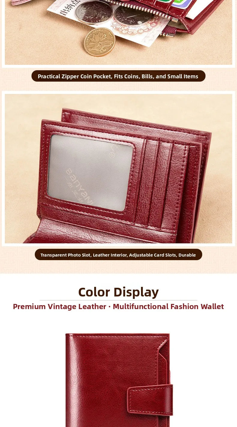 Portefeuille Femme Cuir 2025 Grande Capacité - Sac Crossbody Anti-Vol Clip Monnaie Téléphone