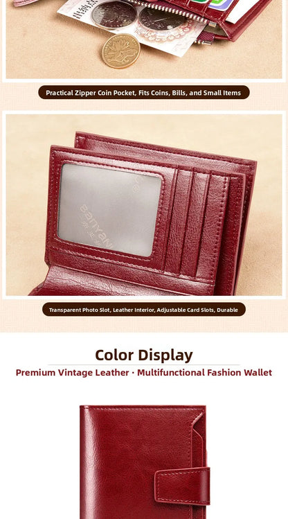Portefeuille Femme Cuir 2025 Grande Capacité - Sac Crossbody Anti-Vol Clip Monnaie Téléphone