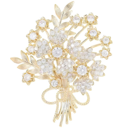 Broche Fleur Strass Luxe - Pin's Bouquet Cristal Élégant Mariage Soirée