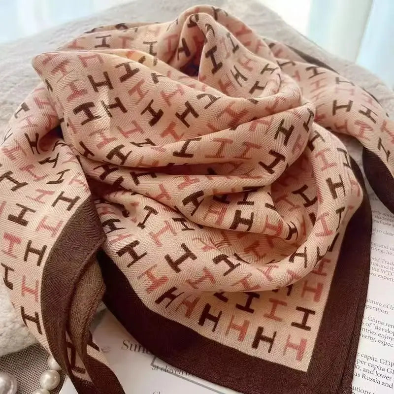 Luxury Square Scarf with Magnetic Buckle for Women - Silk Triangle Cross Scarf