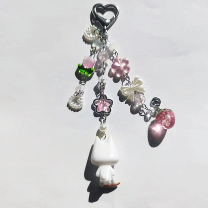 Porte-Clés Kawaii Perles Fraise Animé – Charm Sac Y2K Mignon