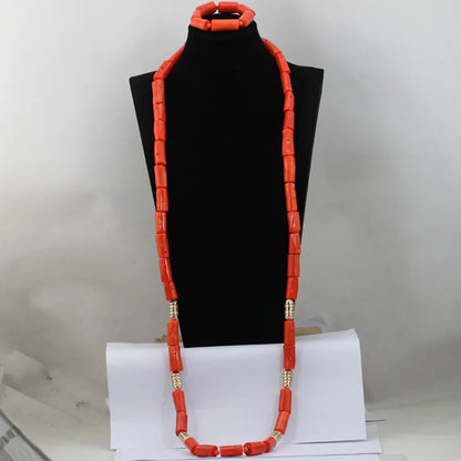 Ensemble Bijoux Perles Corail Naturel – Parure Marié Africain Orange