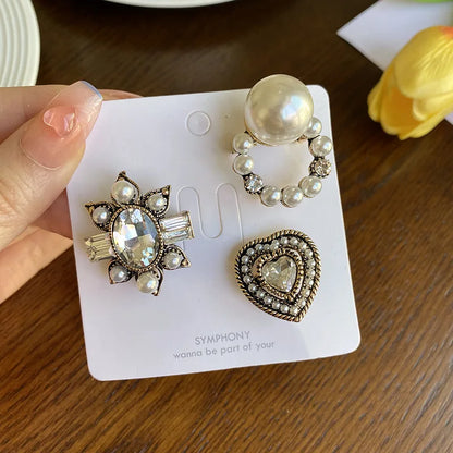Set Broches Baroque Perles Vintage – Élégant Géométrique Unisexe