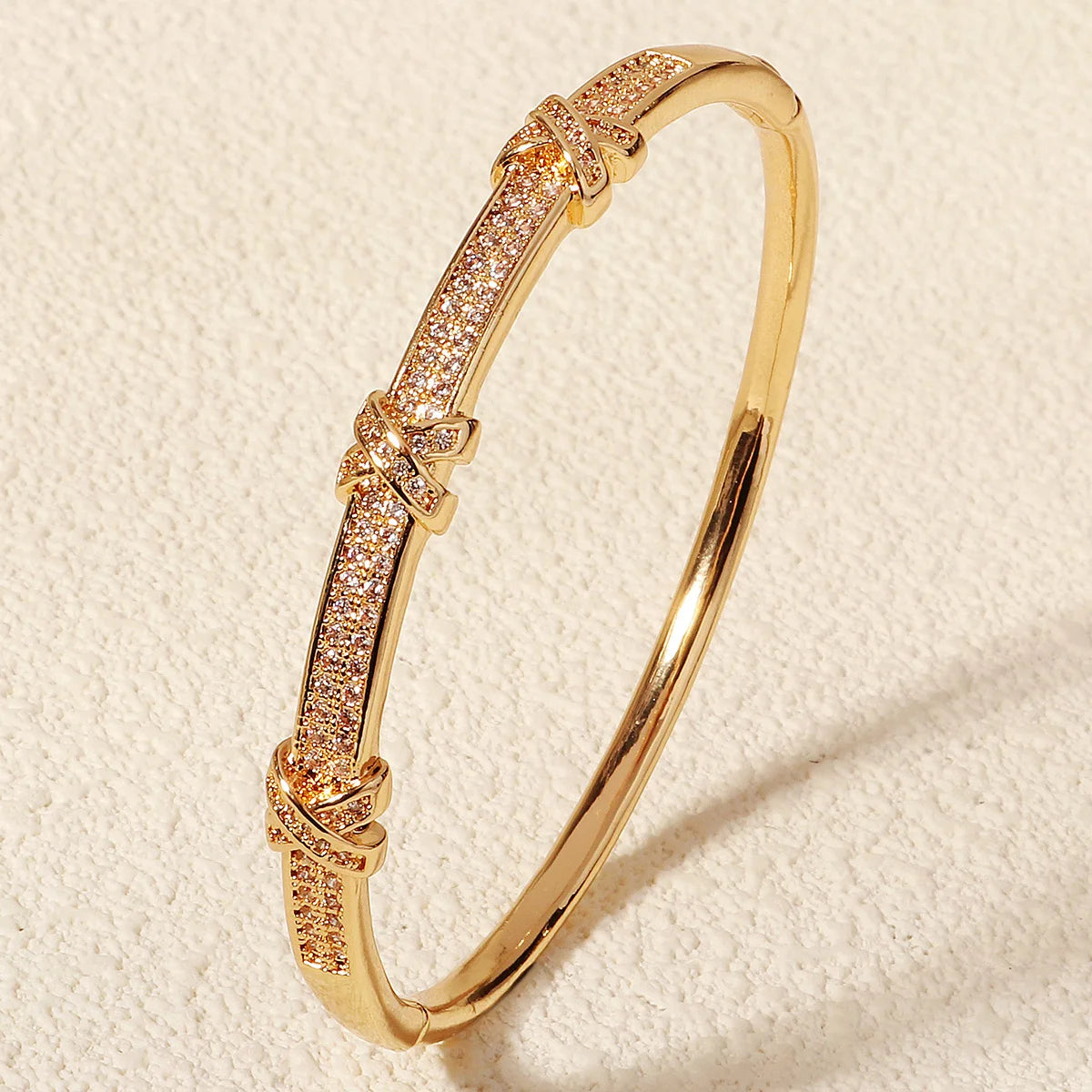 Bracelet Cuivre & Zirconia Femme – Élégance Minimaliste Style Européen