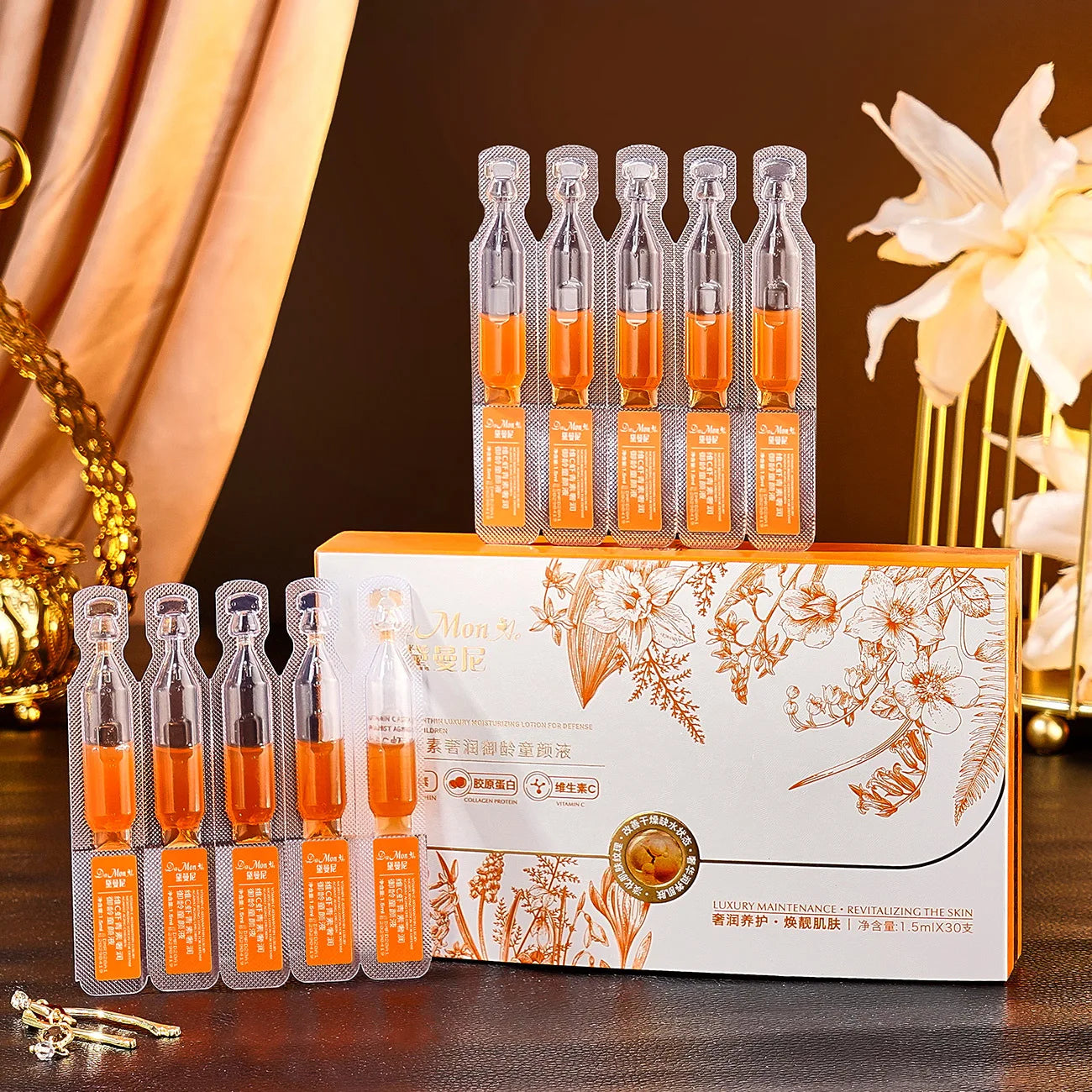Set 30 Essences Faciales Astaxanthine - Collagène Acide Hyaluronique Vitamine C Hydratant Rajeunissement Beauté