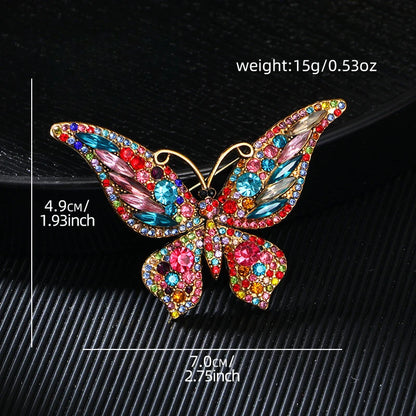 Broche Papillon Cristaux Multicolores Luxueuse Exquise – Pin's Insecte Zircons Mignon Femme