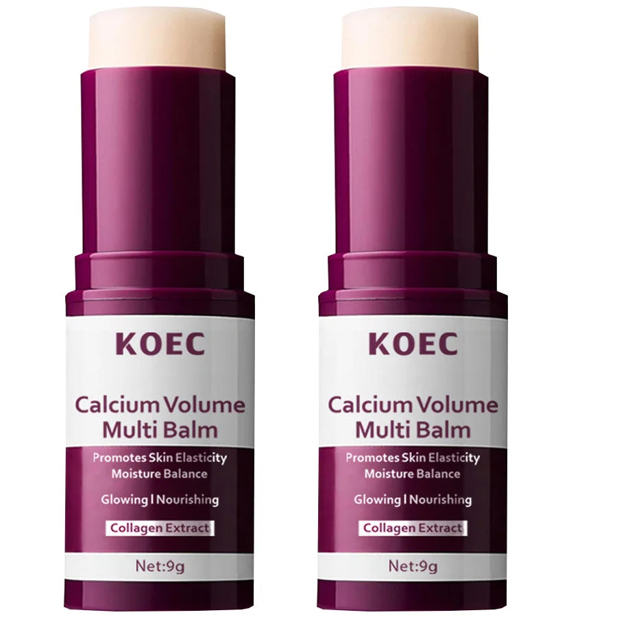 Baume Multi-Usages Calcium Volume 2pcs - Stick Visage Yeux Collagène Hydratant Anti-Rides Pré-Maquillage K-Beauty