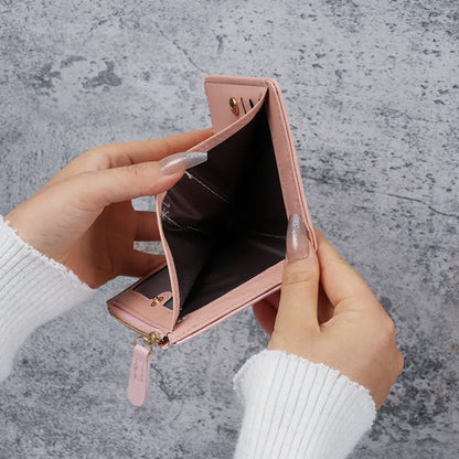 Portefeuille Femme Mini Cute Cuir PU Court - Porte-Monnaie Fashion Coin Money Bag Grande Capacité Blanc