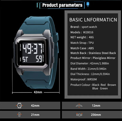 Montre Sport Numérique YIKAZE - Étanche LED Multifonction Homme