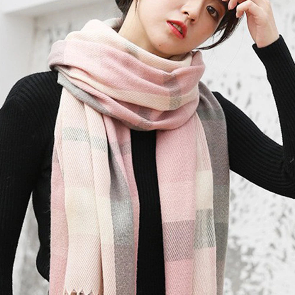 Foulard Écharpe Carreaux Femme Automne Hiver - Cachemire Châle Chaud Mi-Long