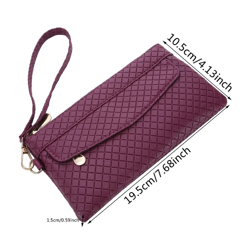 Portefeuille Femme Long Classique Cuir PU Bracelet - Clutch Bag Grande Capacité Téléphone Fashion Simple