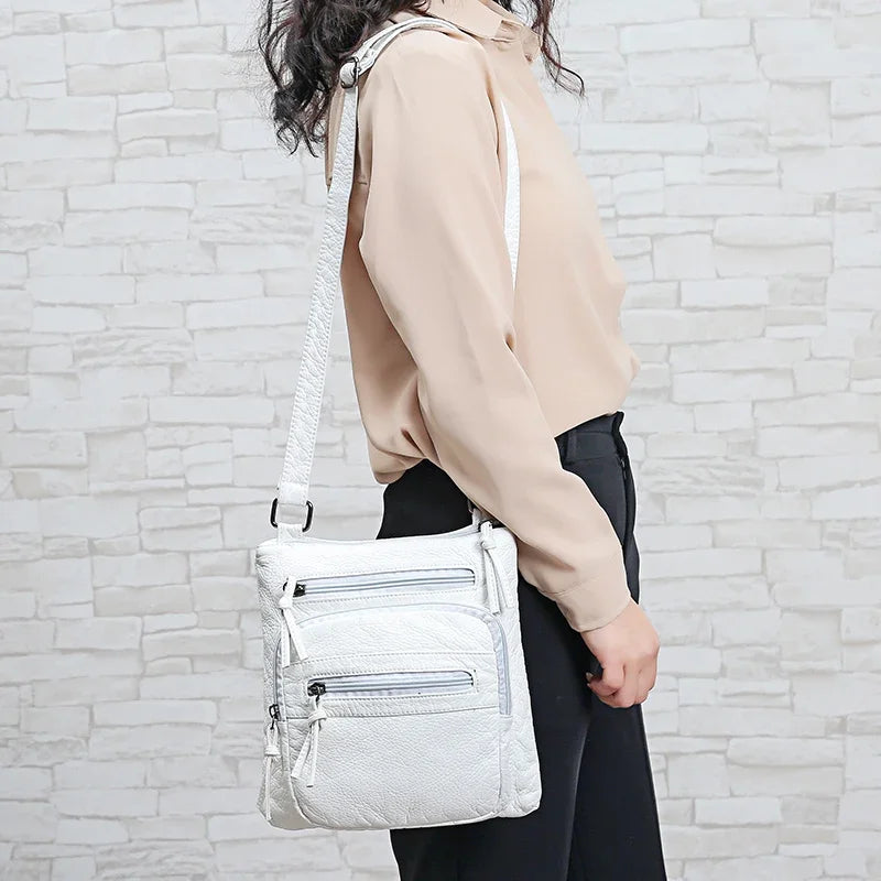 Sac à Main Femme Cuir PU Multi-Couches - Sac Épaule Bandoulière Crossbody Messenger Rabat Porte-Monnaie