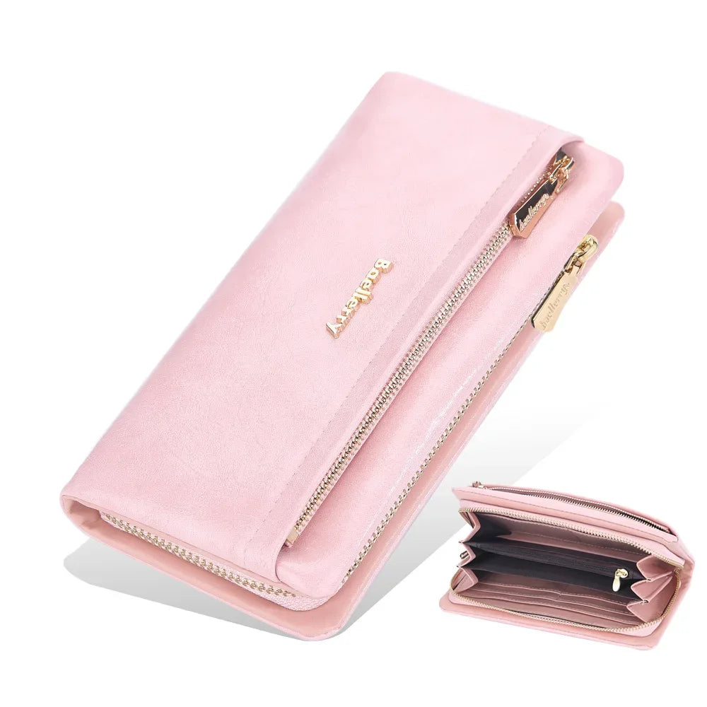 Portefeuille Femme Cuir PU Multi-Fonctions - Pochette Clutch Porte-Cartes Téléphone