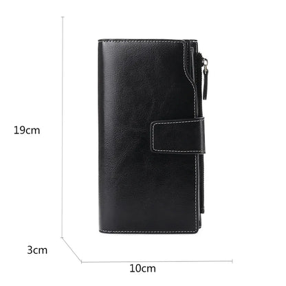 Portefeuille Femme RFID Cuir Véritable Long - Porte-Monnaie Zipper Porte-Cartes Luxe