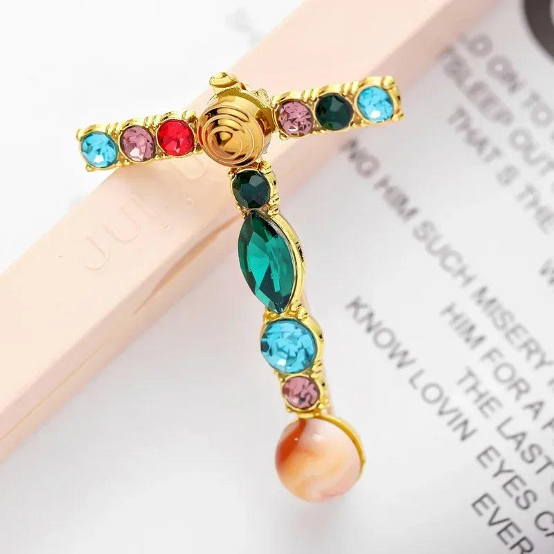 Broche Lettre Anglaise Strass Cristaux Colorés – Pin's Revers Alphabet Tendance Femme