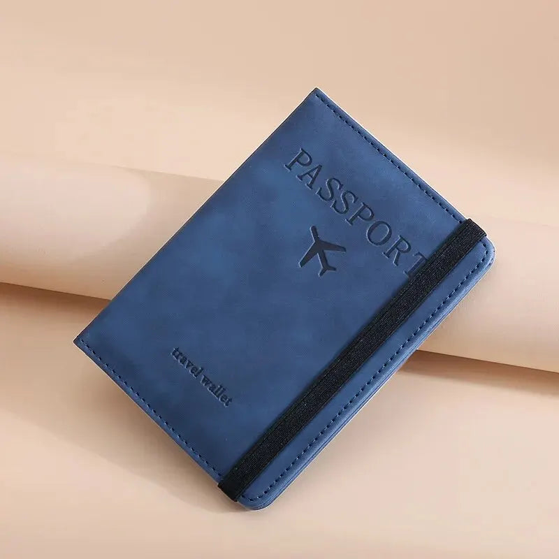 Porte-Passeport RFID Cuir PU - Pochette Voyage avec Porte-Carte pour Famille Homme Femme
